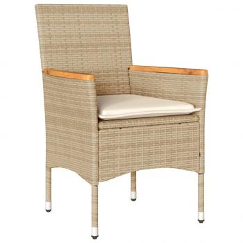 5-tlg. Garten-Essgruppe mit Kissen Beige Poly Rattan Akazie