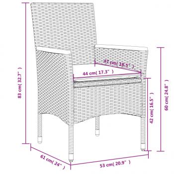 5-tlg. Garten-Essgruppe mit Kissen Grau Poly Rattan Akazie