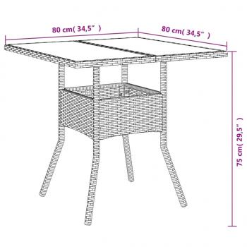 3-tlg. Garten-Essgruppe mit Kissen Hellgrau Poly Rattan Glas