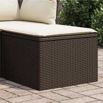 ARDEBO.de - Gartenhocker mit Kissen Braun 55x55x37 cm Poly Rattan