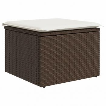 Gartenhocker mit Kissen Braun 55x55x37 cm Poly Rattan