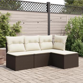 Gartenhocker mit Kissen Braun 55x55x37 cm Poly Rattan