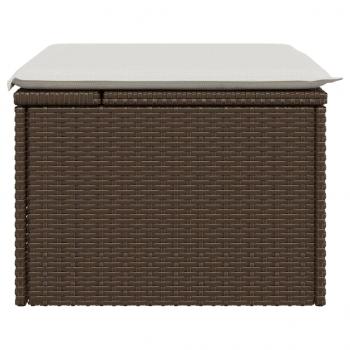 Gartenhocker mit Kissen Braun 55x55x37 cm Poly Rattan