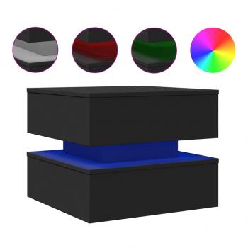 Couchtisch mit LED-Leuchten Schwarz 50x50x40 cm