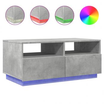 Couchtisch mit LED-Leuchten Betongrau 90x49x40 cm