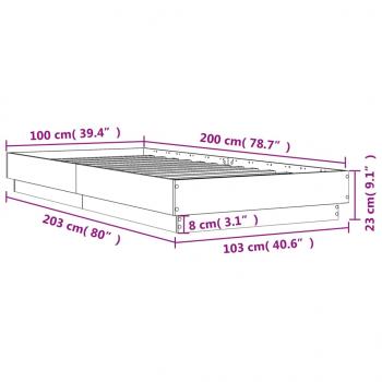 Bettgestell Grau Sonoma 100x200 cm Holzwerkstoff