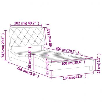 Bettgestell mit Kopfteil Dunkelgrün 100x200 cm Samt