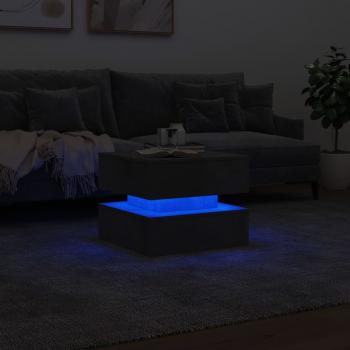 Couchtisch mit LED-Leuchten Betongrau 50x50x40 cm