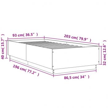 Bettgestell Schwarz 90x200 cm Holzwerkstoff