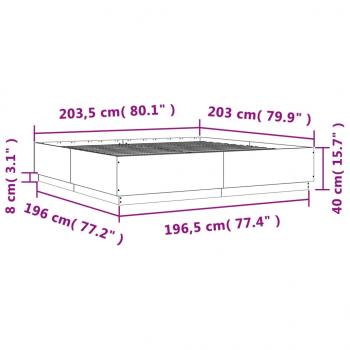 Bettgestell Betongrau 200x200 cm Holzwerkstoff