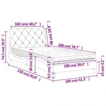 Bett mit Matratze Blau 100x200 cm Samt