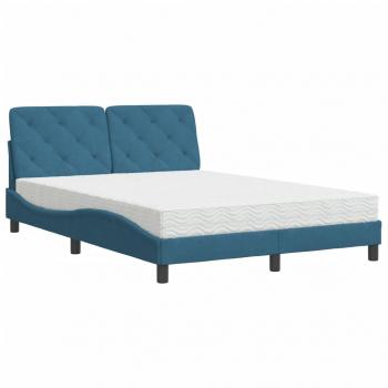 Bett mit Matratze Blau 120x200 cm Samt