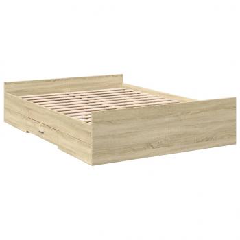 Bettgestell mit Schubladen Sonoma-Eiche 135x190cm Holzwerkstoff