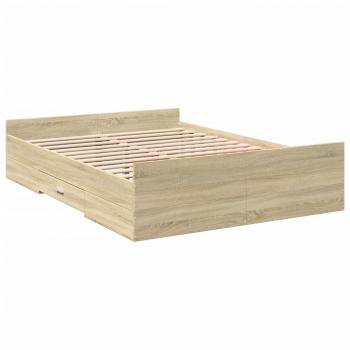 Bettgestell mit Schubladen Sonoma-Eiche 135x190cm Holzwerkstoff