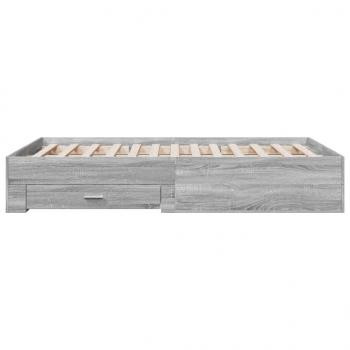 Bettgestell mit Schubladen Grau Sonoma 135x190 cm Holzwerkstoff