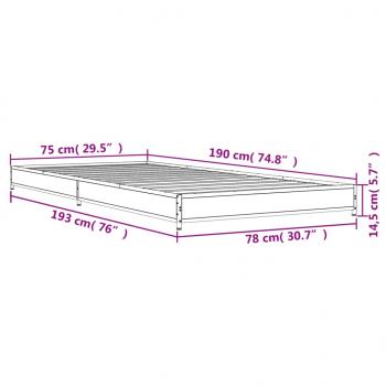 Bettgestell Braun Eichen-Optik 75x190 cm Holzwerkstoff Metall