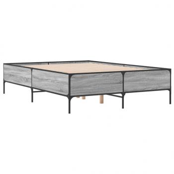 Bettgestell Grau Sonoma 135x190 cm Holzwerkstoff und Metall