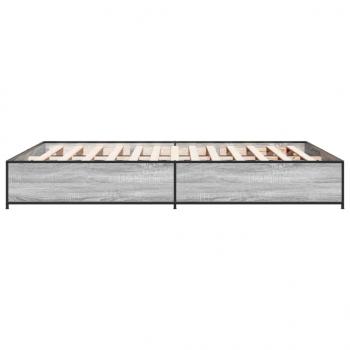 Bettgestell Grau Sonoma 135x190 cm Holzwerkstoff und Metall