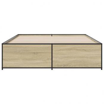 Bettgestell Sonoma-Eiche 140x200 cm Holzwerkstoff und Metall