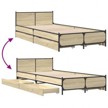 Bettgestell mit Schubladen Sonoma-Eiche 75x190 cm Holzwerkstoff