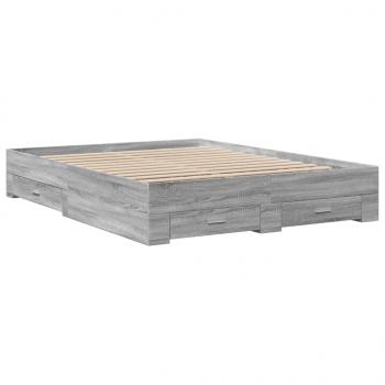 Bettgestell mit Schubladen Grau Sonoma 150x200 cm Holzwerkstoff