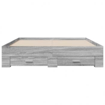 Bettgestell mit Schubladen Grau Sonoma 150x200 cm Holzwerkstoff