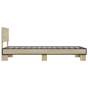 Bettgestell Sonoma-Eiche 90x200 cm Holzwerkstoff und Metall