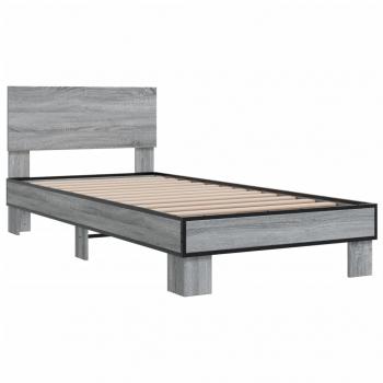 Bettgestell Grau Sonoma 75x190 cm Holzwerkstoff und Metall