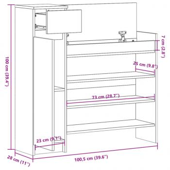 Schuhschrank Braun Eichen-Optik 100,5x28x100 cm Holzwerkstoff