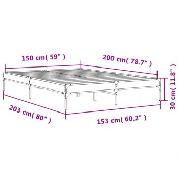 Bettgestell Braun Eichen-Optik 150x200 cm Holzwerkstoff Metall