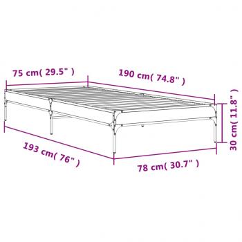 Bettgestell Sonoma-Eiche 75x190 cm Holzwerkstoff und Metall