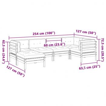 6-tlg. Garten-Sofagarnitur mit Kissen Massivholz Douglasie