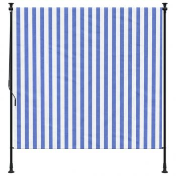 Außenrollo Blau und Weiß 200x270 cm Stoff und Stahl