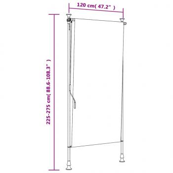 Außenrollo Blau und Weiß 120x270 cm Stoff und Stahl