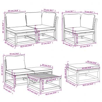 7-tlg. Garten-Lounge-Set mit Kissen Massivholz Akazie