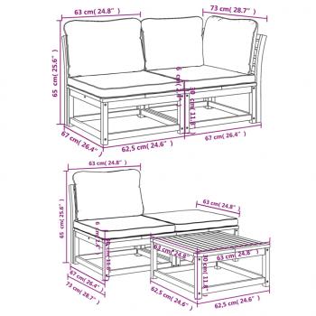 5-tlg. Garten-Lounge-Set mit Kissen Massivholz Akazie