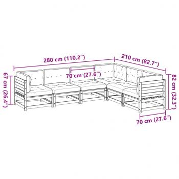 6-tlg. Garten-Sofagarnitur mit Kissen Massivholz Douglasie