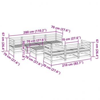 8-tlg. Garten-Sofagarnitur Kiefernholz Imprägniert