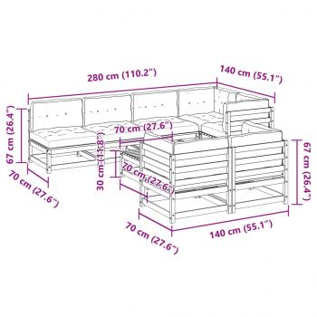 8-tlg. Garten-Sofagarnitur mit Kissen Massivholz Douglasie