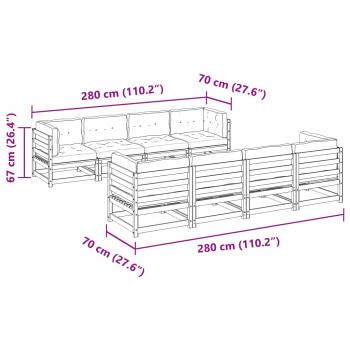 9-tlg. Garten-Sofagarnitur mit Kissen Massivholz Douglasie