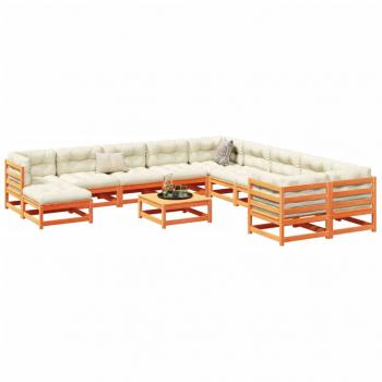 ARDEBO.de - 12-tlg. Garten-Sofagarnitur Wachsbraun Massivholz Kiefer