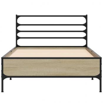 Bettgestell Sonoma-Eiche 90x190 cm Holzwerkstoff und Metall