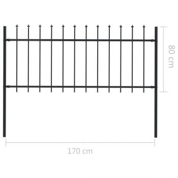 Gartenzaun mit Speerspitzen Stahl 1,7 x 0,8 m Schwarz