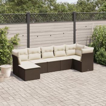 ARDEBO.de - 7-tlg. Garten-Sofagarnitur mit Kissen Braun Poly Rattan