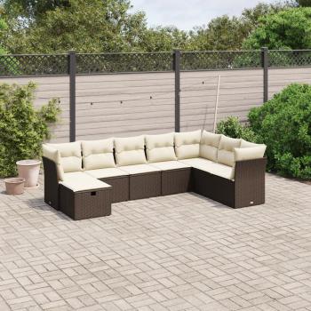 ARDEBO.de - 8-tlg. Garten-Sofagarnitur mit Kissen Braun Poly Rattan