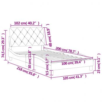 Bettgestell mit Kopfteil Dunkelgrau 100x200 cm Samt