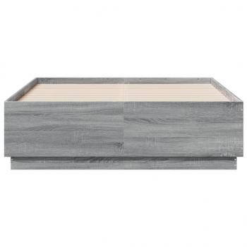 Bettgestell mit LED Grau Sonoma 135x190 cm Holzwerkstoff