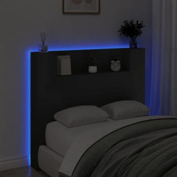 LED-Kopfteil mit Ablagen Schwarz 120x16,5x103,5 cm