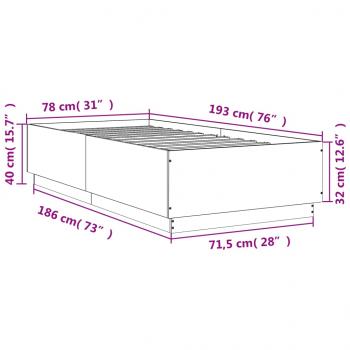 Bettgestell Betongrau 75x190 cm Holzwerkstoff