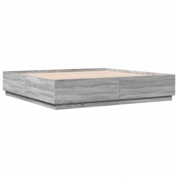 Bettgestell Grau Sonoma 200x200 cm Holzwerkstoff